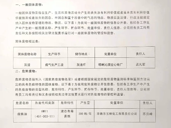 關于赤峰卉原建材有限公司產生處置固體、危險廢物信息的公開公示